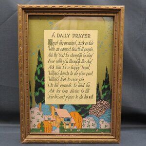 Vintage Art Deco 'A Daily Prayer' Gilded Print Poetry Framed
